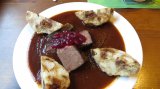                     Beef with jam and dumplings           