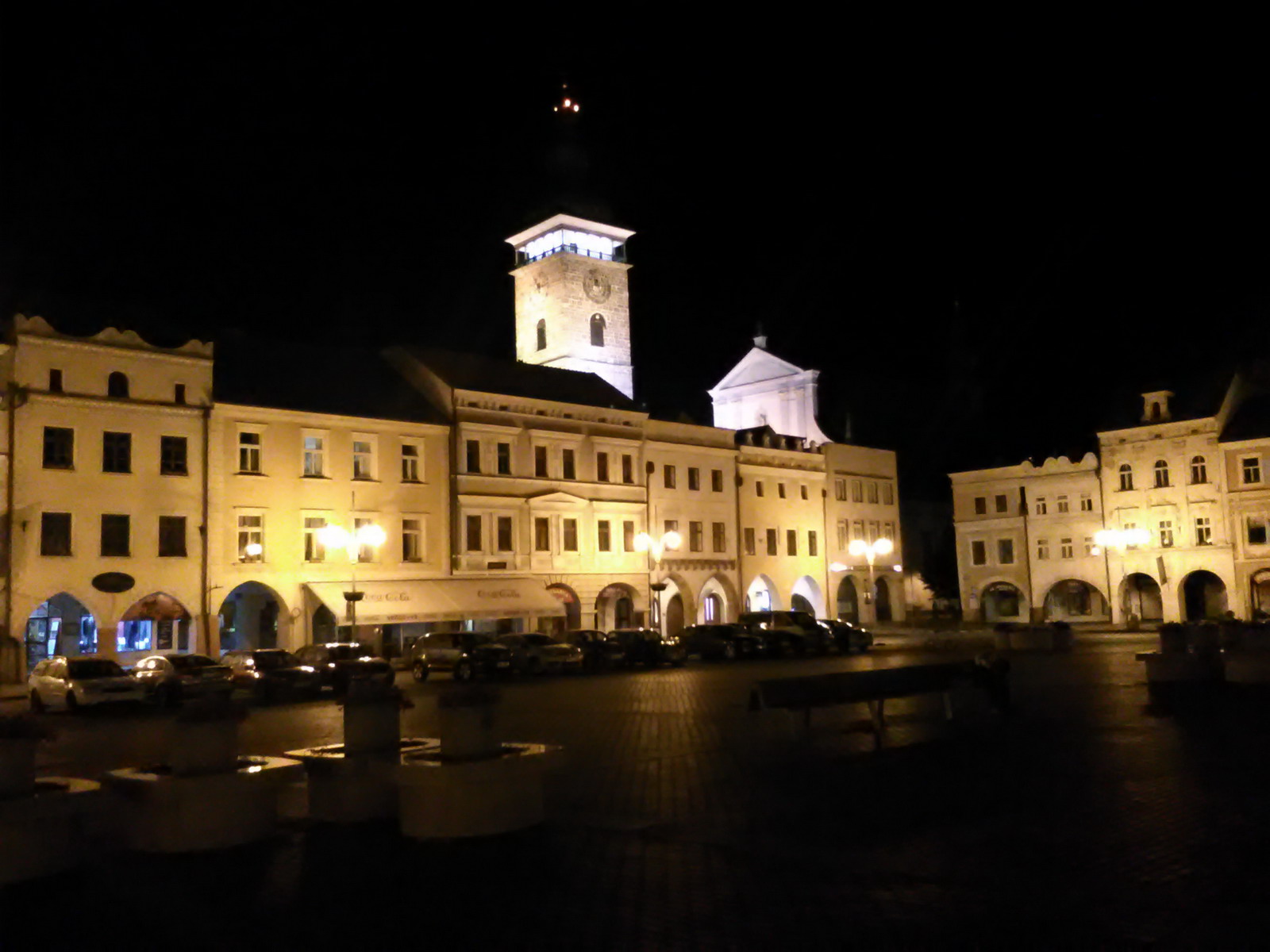 Budweis main square by night